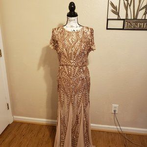 R&M Collection Rose Gold Sequin Formal Dress Size 10